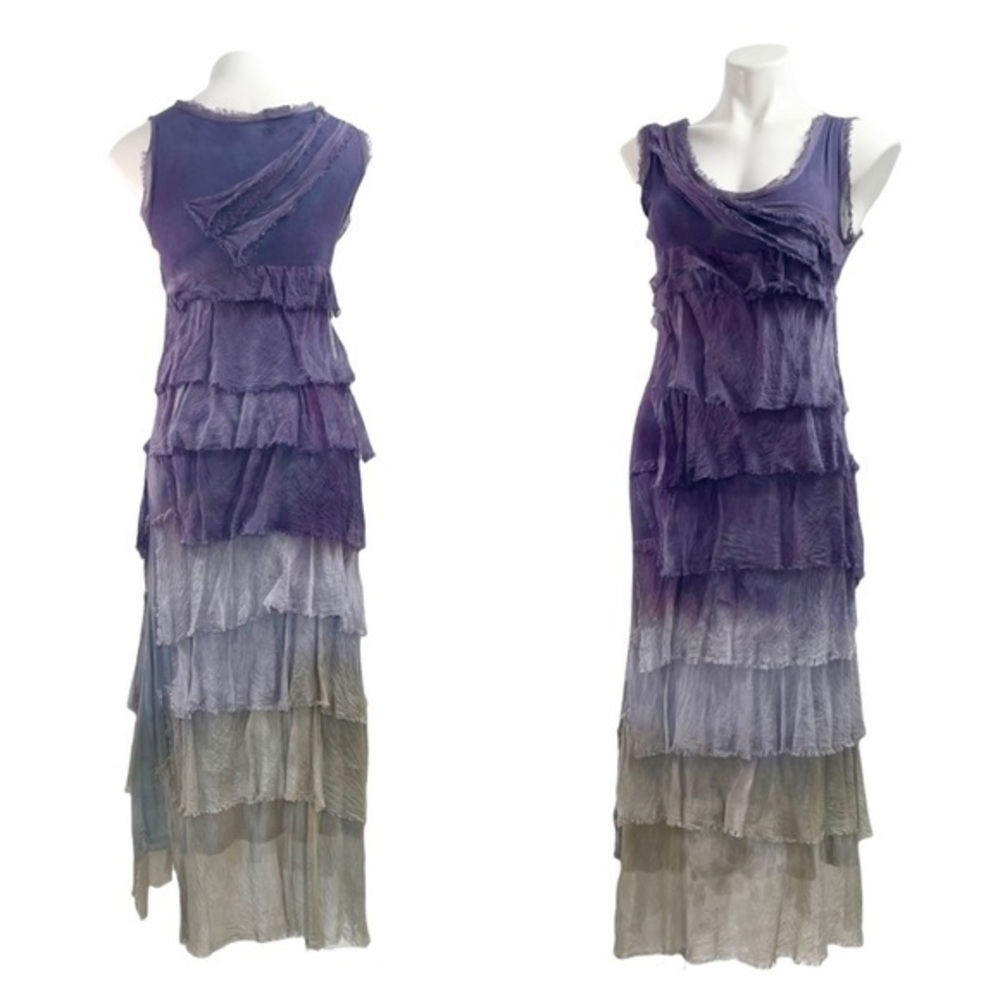 Cyndi Buck Design Silk Ruffle Ombré Maxi Dress